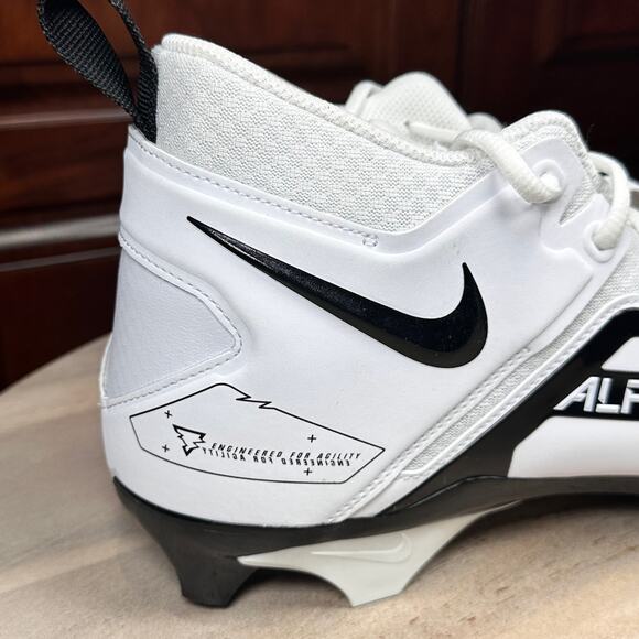 Size 13.5 Nike Alpha Menace Pro 3 White Black Football Cleats DH3292–100 NEW - Picture 6 of 13